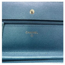 Load image into Gallery viewer, CHANEL Quilted Leather WOC Wallet On Chain Crossbody Bag Blue
