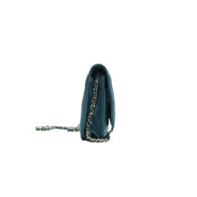 Load image into Gallery viewer, CHANEL Quilted Leather WOC Wallet On Chain Crossbody Bag Blue
