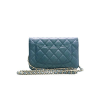 Load image into Gallery viewer, CHANEL Quilted Leather WOC Wallet On Chain Crossbody Bag Blue
