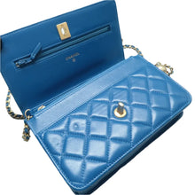 Load image into Gallery viewer, CHANEL Wallet on Chain Pearl Crush Leather Shoulder Bag Blue
