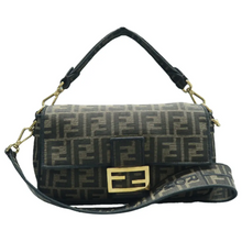 Load image into Gallery viewer, FENDI Baguette Fabric Satchel Bag Brown
