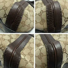 Load image into Gallery viewer, Gucci Brown Running Fabric Satchel Bag -  Stitching Detail
