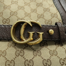 Load image into Gallery viewer, Gucci Brown Running Fabric Satchel Bag -  Gold-tone Hardware Detail
