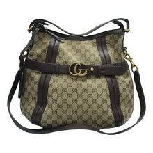 Load image into Gallery viewer, Gucci Running Satchel Bag Brown Fabric - front view
