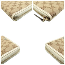 Load image into Gallery viewer, Gucci  Monogram Metal Bar Zip Around Wallet Beige
