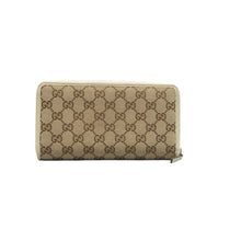 Load image into Gallery viewer, Gucci  Monogram Metal Bar Zip Around Wallet Beige
