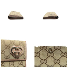 Load image into Gallery viewer, Gucci GG Canvas Leather Lovely Heart Continental Wallet Beige/Metallic
