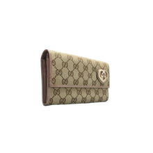 Load image into Gallery viewer, Gucci GG Canvas Leather Lovely Heart Continental Wallet Beige/Metallic
