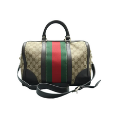 Load image into Gallery viewer, GUCCI Webby Bee Fabric Satchel Bag Brown
