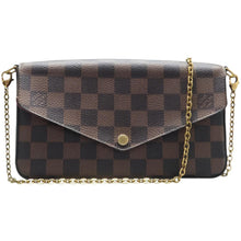 Load image into Gallery viewer, LOUIS VUITTON Felicie Damier Ebene Canvas Shoulder Bag Brown
