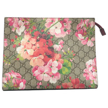 Load image into Gallery viewer, GUCCI Blooms Canvas Clutch Bag Brown
