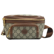 Load image into Gallery viewer, Gucci  Retro Interlocking G GG Supreme Monogram Textured Calfskin Belt Bag Beige Ebony Brown Sugar
