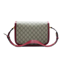 Load image into Gallery viewer, Gucci Horsebit 1955 GG Supreme Monogram Azalea Calfskin Shoulder Bag Cherry Red
