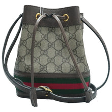 Load image into Gallery viewer, Gucci Web Mini Ophidia GG Supreme Monogram Bucket Bag Brown
