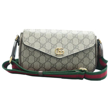 Load image into Gallery viewer, Gucci Mini Ophidia Envelope Web GG Supreme Monogram Textured Dollar Calfskin Shoulder Bag Beige
