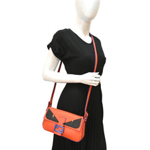 Load image into Gallery viewer, FENDI Monster Eye Baguette Calfskin Leather Crossbody Bag Orange
