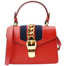 Load image into Gallery viewer, GUCCI Sylvie Mini Leather Top Handle Crossbody Bag Hibiscus Red 470270
