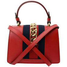 Load image into Gallery viewer, GUCCI Sylvie Mini Leather Top Handle Crossbody Bag Hibiscus Red 470270
