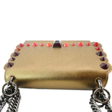 Load image into Gallery viewer, FENDI Kan I Small Studded Metallic Leather Chain Shoulder Bag Gold
