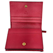 Load image into Gallery viewer, GUCCI Queen Margaret Bee GG Supreme Canvas Card Case Wallet Red 476072
