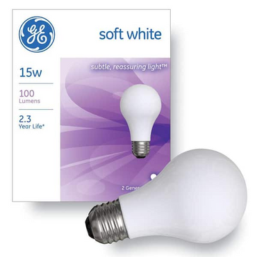 GE Softwhite Bulb, 15W, Pack of 2