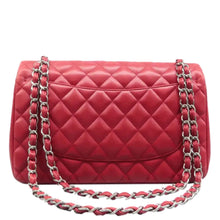 Load image into Gallery viewer, CHANEL Jumbo Classic Double Flap Shoulder Bag Red back look
