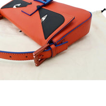 Load image into Gallery viewer, FENDI Monster Eye Baguette Calfskin Leather Crossbody Bag Orange
