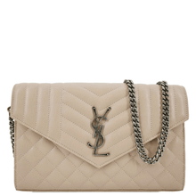 Load image into Gallery viewer, YVES SAINT LAURENT WOC Mixed Matelasse Leather Wallet Dark Beige
