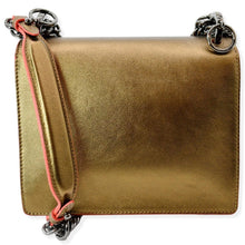 Load image into Gallery viewer, FENDI Kan I Small Studded Metallic Leather Chain Shoulder Bag Gold
