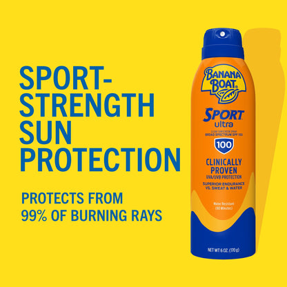 Banana Boat Sport Ultra SPF 100 Sunscreen Spray, Clear Spray Sunscreen, Adult Sunblock, 6 oz