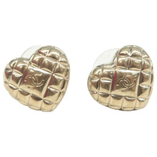 Load image into Gallery viewer, Chanel Quilted CC Heart Earrings Gold
