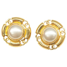 Load image into Gallery viewer, CHANEL CC Pearl Clip-On Earrings Gold
