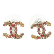 Load image into Gallery viewer, CHANEL CC Beads Metal Earrings Red&amp;Yellow
