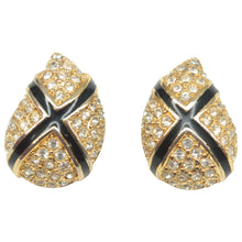 Load image into Gallery viewer, DIOR Crystal Metal Clip-On Earrings Gold&amp;Black
