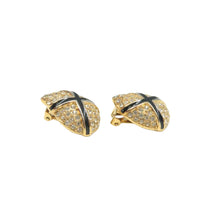 Load image into Gallery viewer, DIOR Crystal Metal Clip-On Earrings Gold&amp;Black
