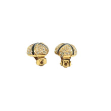 Load image into Gallery viewer, DIOR Crystal Metal Clip-On Earrings Gold&amp;Black
