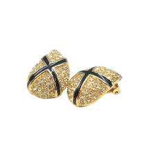 Load image into Gallery viewer, DIOR Crystal Metal Clip-On Earrings Gold&amp;Black
