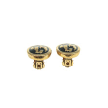 Load image into Gallery viewer, DIOR Pendientes Metal Clip-On Earrings Gold&amp;Black
