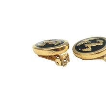 Load image into Gallery viewer, DIOR Pendientes Metal Clip-On Earrings Gold&amp;Black
