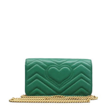 Load image into Gallery viewer, GUCCI GG Marmont Chain Flap Leather Shoulder Bag Green
