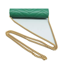 Load image into Gallery viewer, GUCCI GG Marmont Chain Flap Leather Shoulder Bag Green
