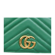 Load image into Gallery viewer, GUCCI GG Marmont Chain Flap Leather Shoulder Bag Green
