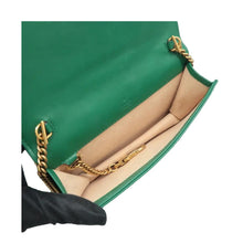 Load image into Gallery viewer, GUCCI GG Marmont Chain Flap Leather Shoulder Bag Green
