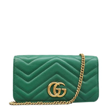 Load image into Gallery viewer, GUCCI GG Marmont Chain Flap Leather Shoulder Bag Green
