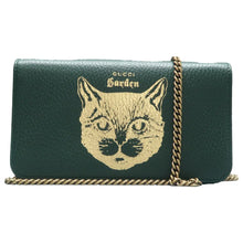 Load image into Gallery viewer, Gucci Wallet On Chain Garden Mystic Cat Leather Crossbody Bag Green
