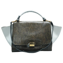 Load image into Gallery viewer, Celine Trapeze Python and Suede Satchel Bag Brown
