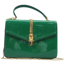 Load image into Gallery viewer, Gucci Patent Sylvie 1969 Satchel Green
