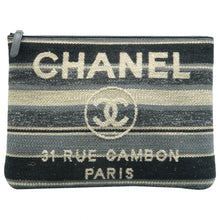 Load image into Gallery viewer, CHANEL Deauville Fabric Clutch Bag Grey
