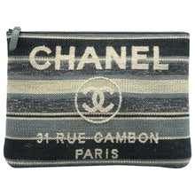 Load image into Gallery viewer, Chanel Deauville Fabric Clutch Bag Grey
