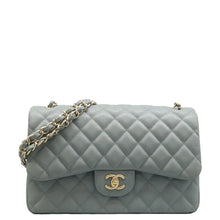 Load image into Gallery viewer, CHANEL Jumbo Double Flap Quilted Caviar Leather Shoulder bag Grey
